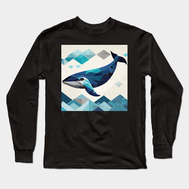 Geometric Whale Art Long Sleeve T-Shirt by Spaceboyishere